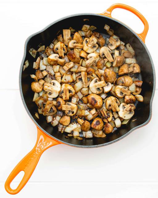 Browned mushroom mix pan